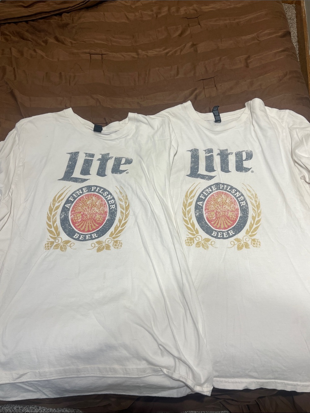 District White "Lite" Graphic Short Sleeve Tee with Gold and Red Emblem